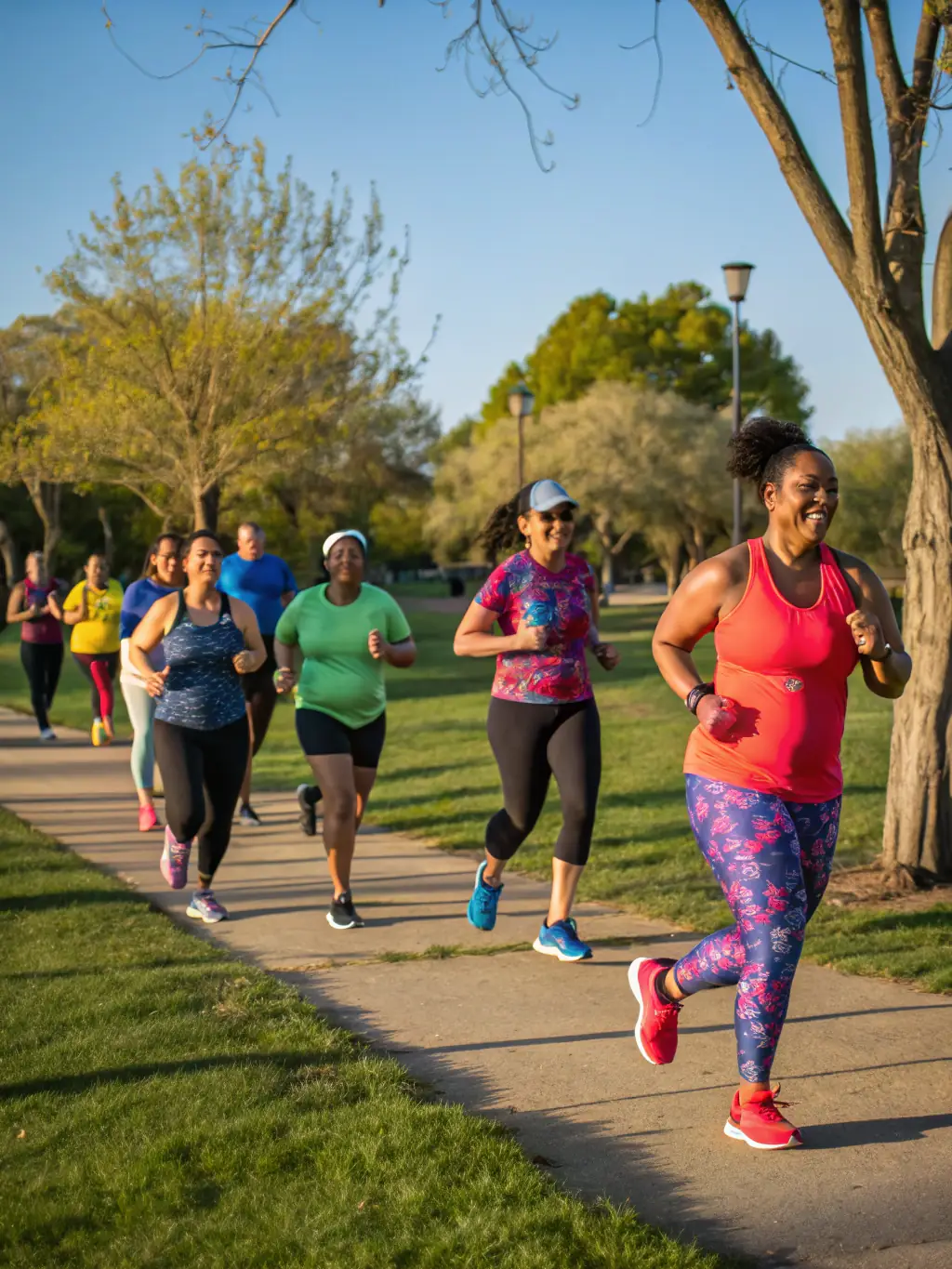 Participants in a running club, jogging through a scenic route near ASSOCIATION GESTION SPORTIVE MILLAVOISE, promoting endurance and outdoor activity.