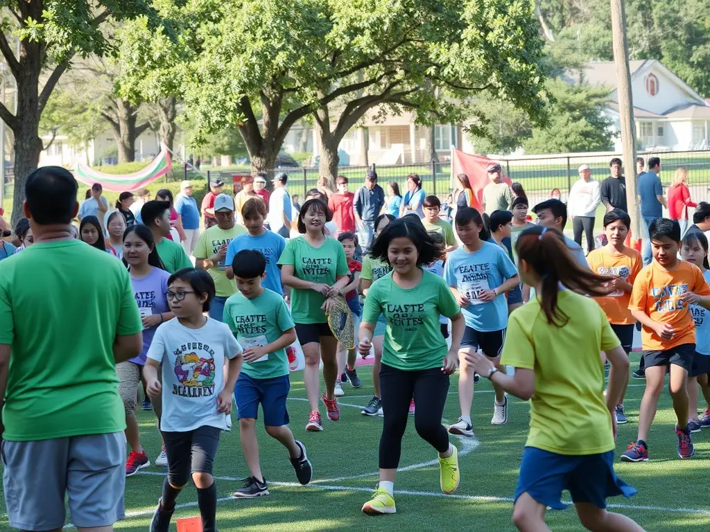 An image of community members participating in a local sports day event, highlighting the community engagement and recreational opportunities provided by AGSM.